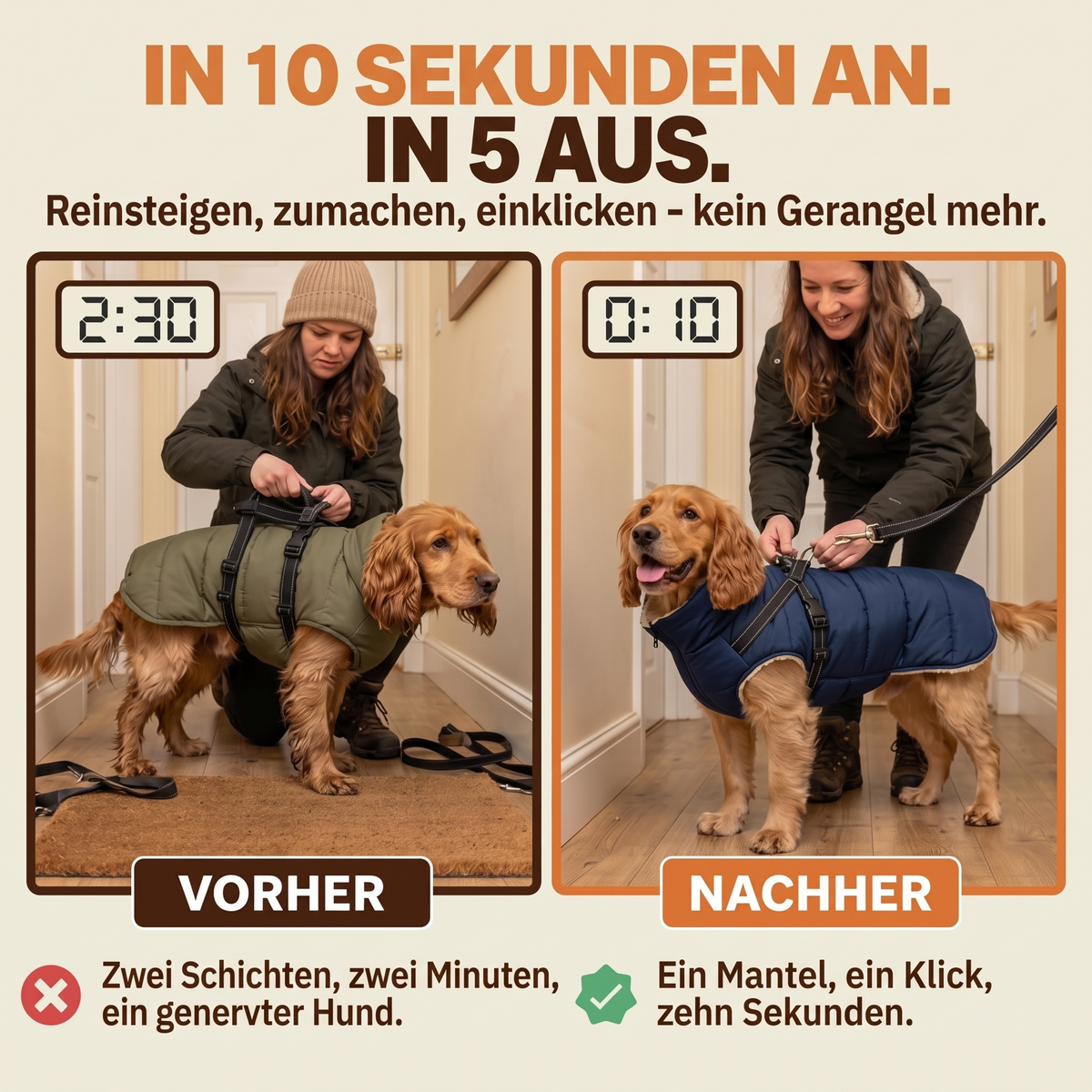 Schnauzenheld Allwetter-Mantel mit integriertem Geschirr