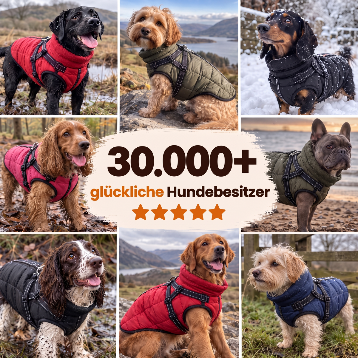 Schnauzenheld Allwetter-Mantel mit integriertem Geschirr