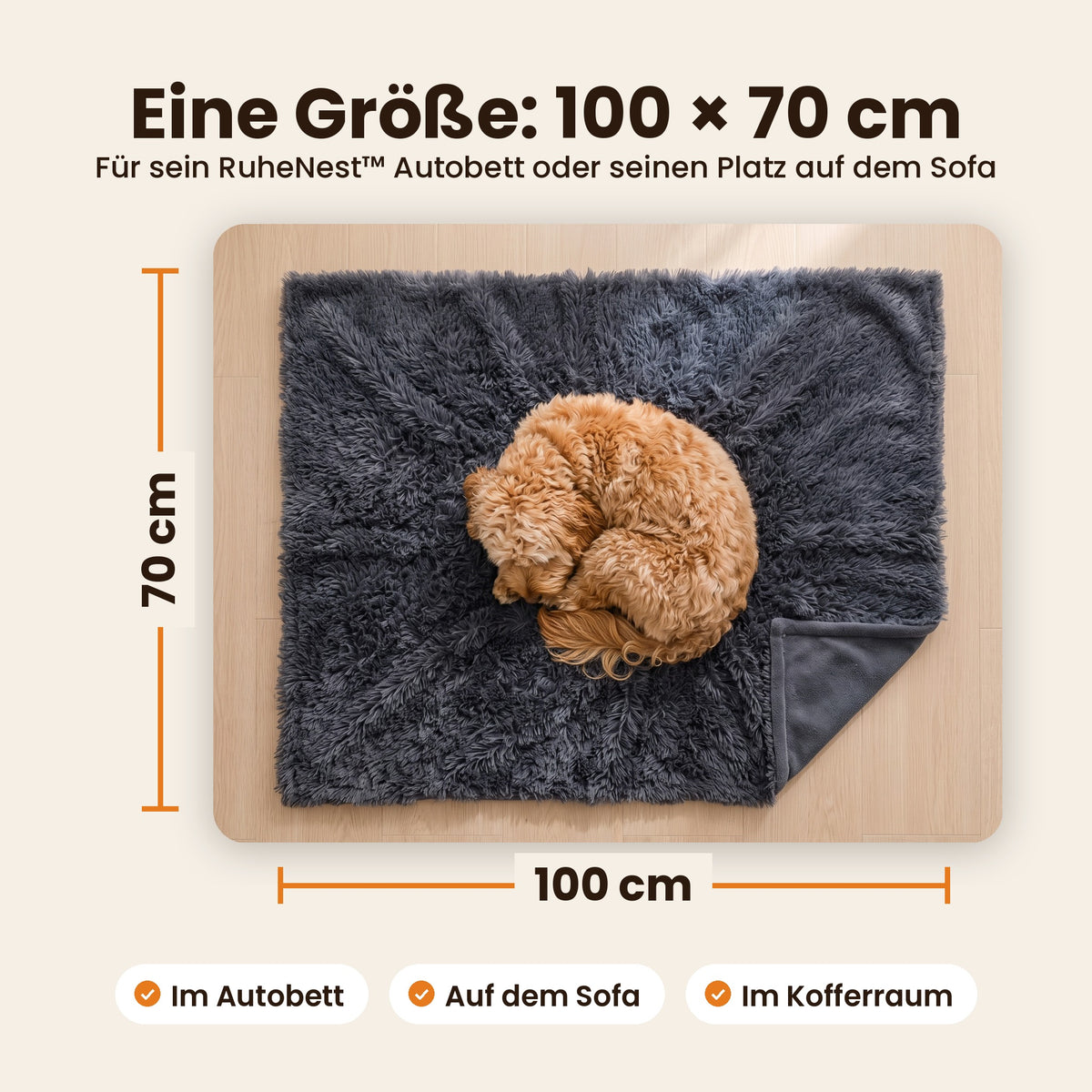 Eine Größe, 100 × 70 cm: für Autobett, Sofa oder Kofferraum