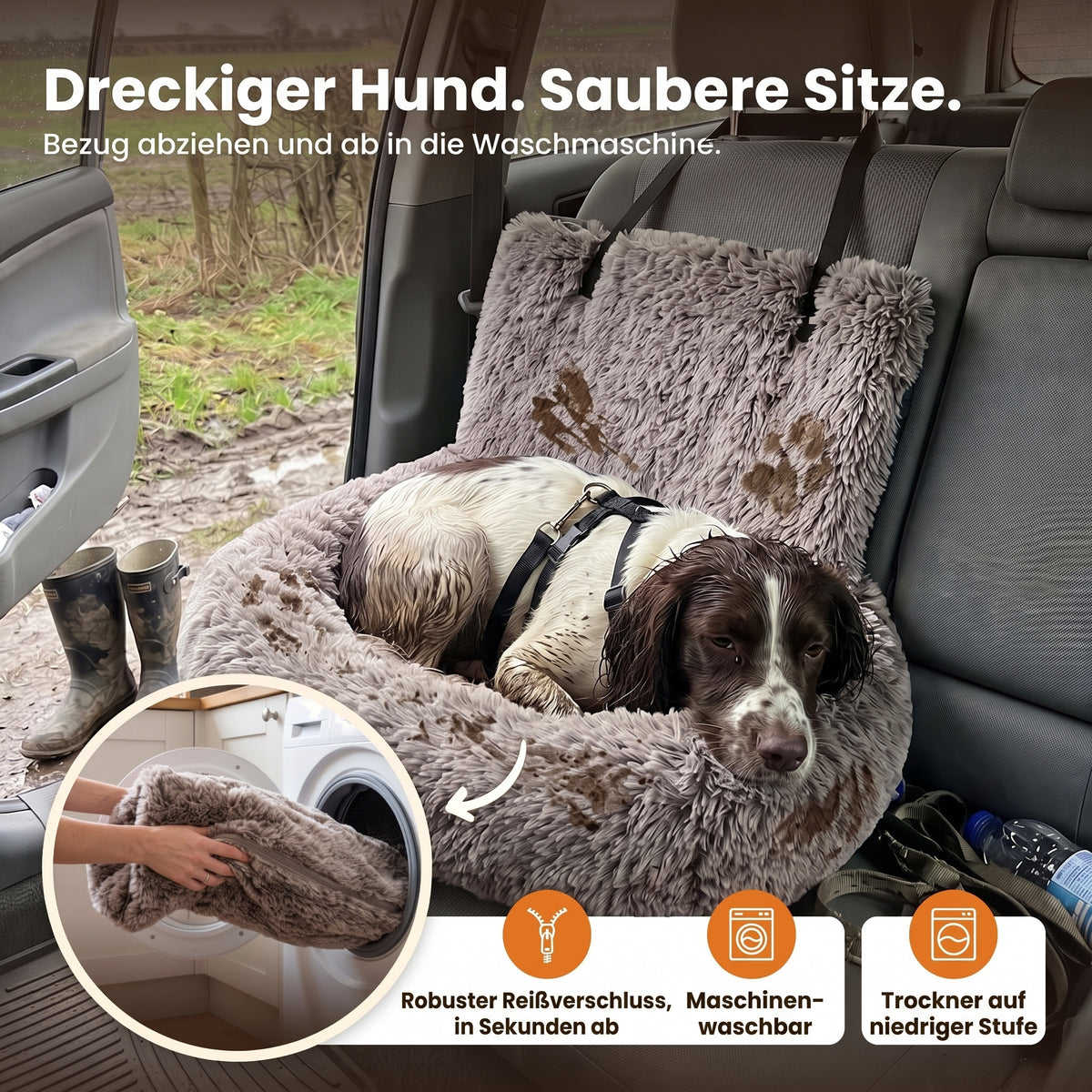 Dreckiger Hund, saubere Sitze – Bezug abziehen und in die Waschmaschine