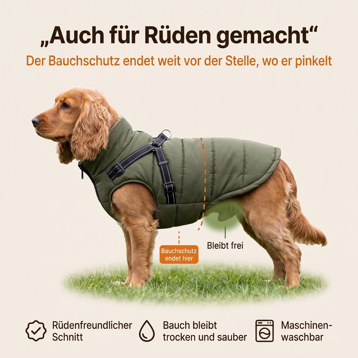 Schnauzenheld Allwetter-Mantel mit integriertem Geschirr