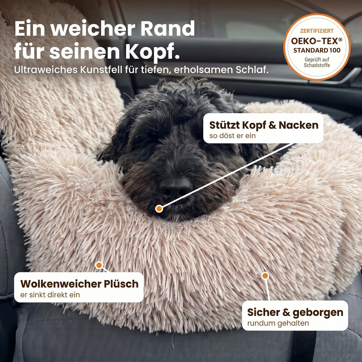 Ein weicher Rand für seinen Kopf – ultraweiches Kunstfell, OEKO-TEX Standard 100