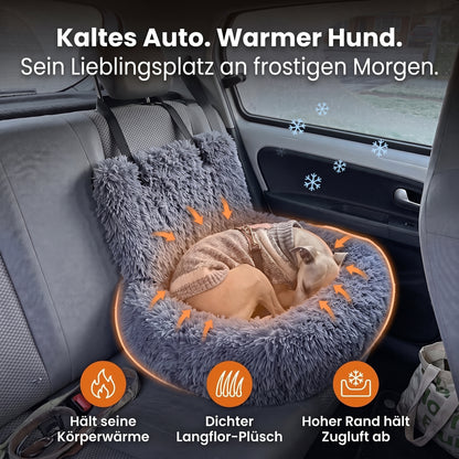 Kaltes Auto, warmer Hund – hält seine Körperwärme, dichter Langflor-Plüsch, hoher Rand