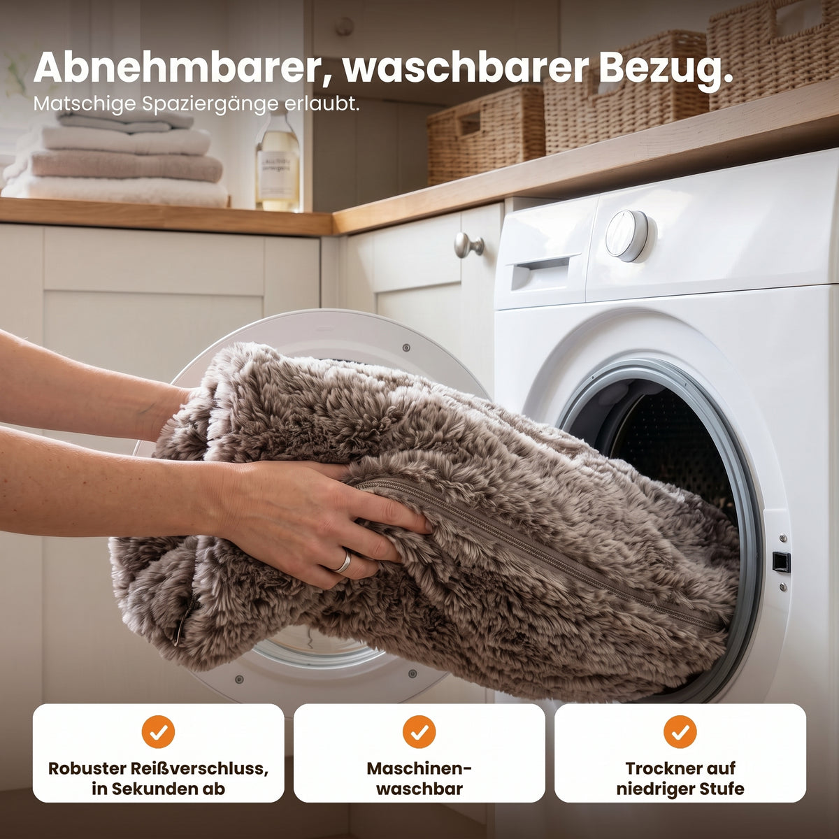 Abnehmbarer, waschbarer Bezug