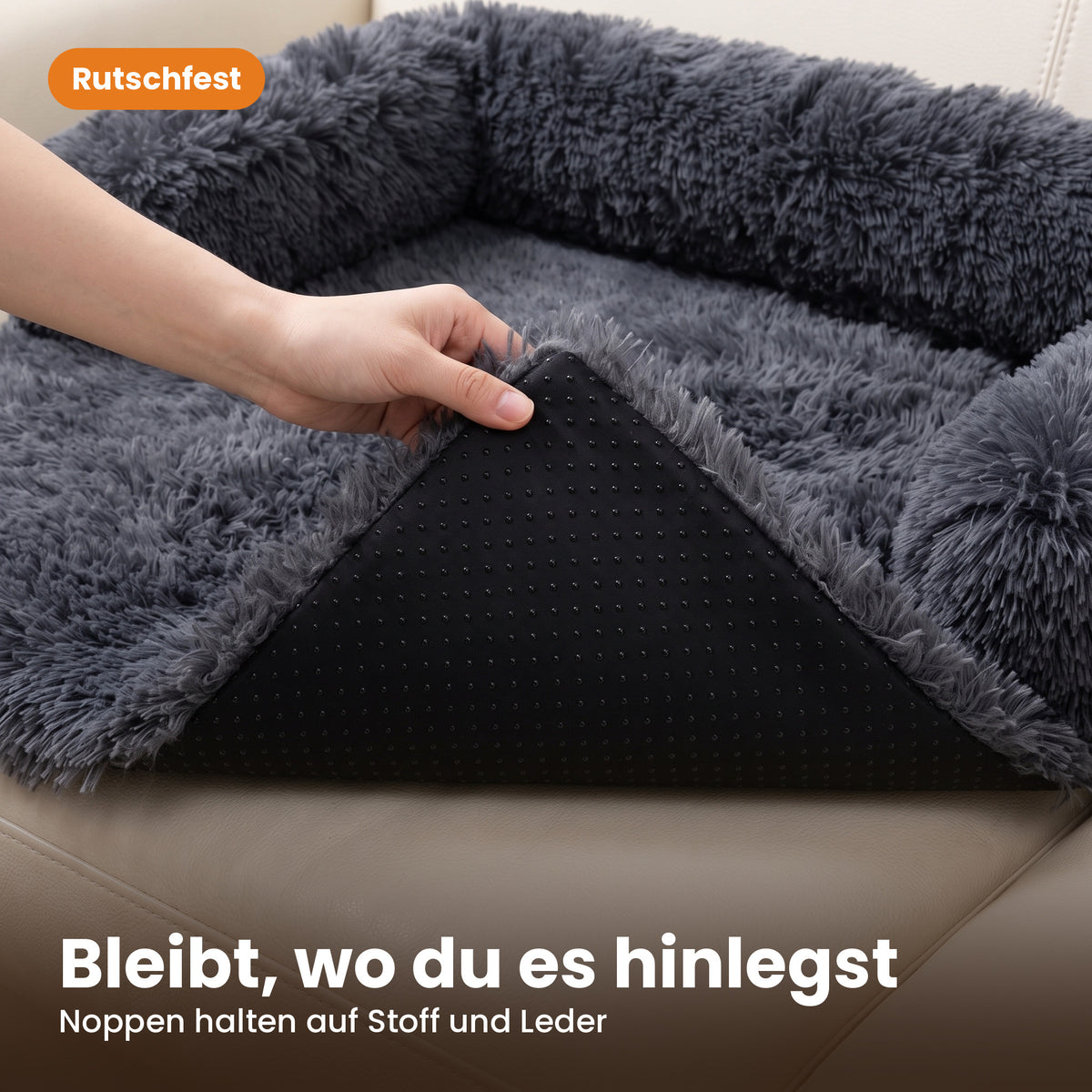 Rutschfeste Noppen-Unterseite des Schnauzenheld Sofabetts